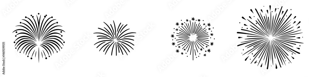 Fototapeta premium Vector illustration icons of fireworks representing celebration, joy, and festivities for events and occasions