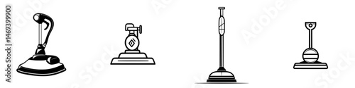 Vector illustration icons of various traditional hand tools for crafting and manual work in a minimalist style