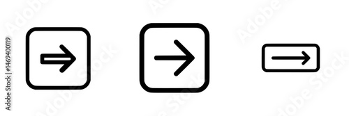 Various styles of right arrow vector icons displayed in differing sizes and designs for effective navigation and user guidance