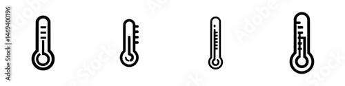Vector illustration showing various thermometer designs used for temperature measurement in different settings and applications