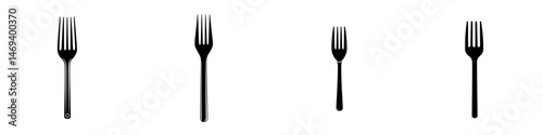 Vector illustration of various fork designs showcasing different styles and sizes for culinary use in modern dining settings