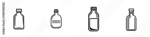 Vector illustration icons of various bottle designs showcasing different styles and shapes