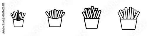 Various sizes of French fries in simple vector style illustrations for food-related graphics and designs