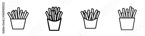Fried potato sticks served in containers in a vector style illustrating fast food snacks for playful dining concepts