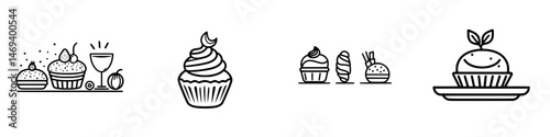 Delicious vector illustrations of various cupcakes and desserts perfect for catering and culinary themes