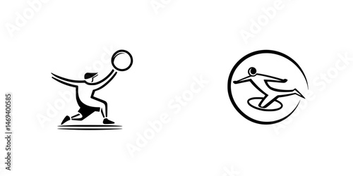 Sports vector illustrations featuring a player with a ball and a dynamic figure in motion for active lifestyle representation