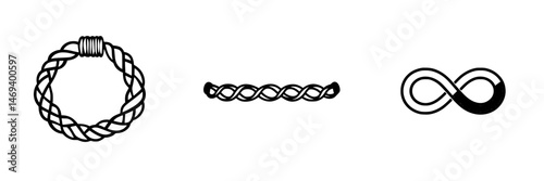 Vector illustration icons showing braided rope designs and an infinity symbol representing unity and continuity