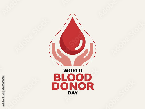 World Blood Donor Day graphic hands protecting blood drop globe