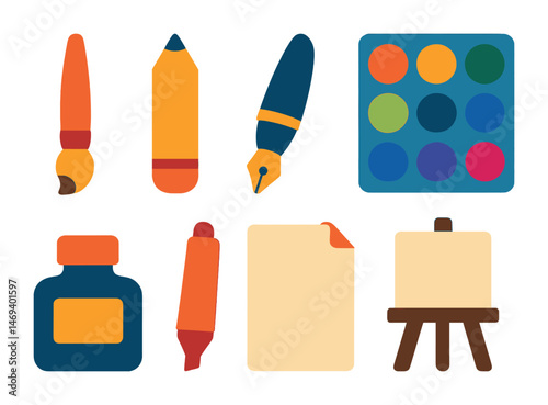 Creative art supplies for painting and drawing design projects