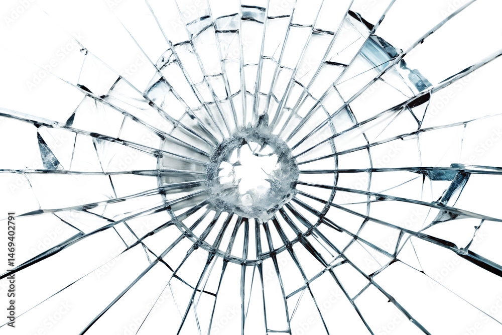 Obraz premium broken glass effect isolated on white background PNG , AI GENERATED