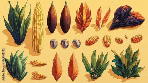 Autumnal bounty harvest: a painterly arrangement of fall flora and provisions