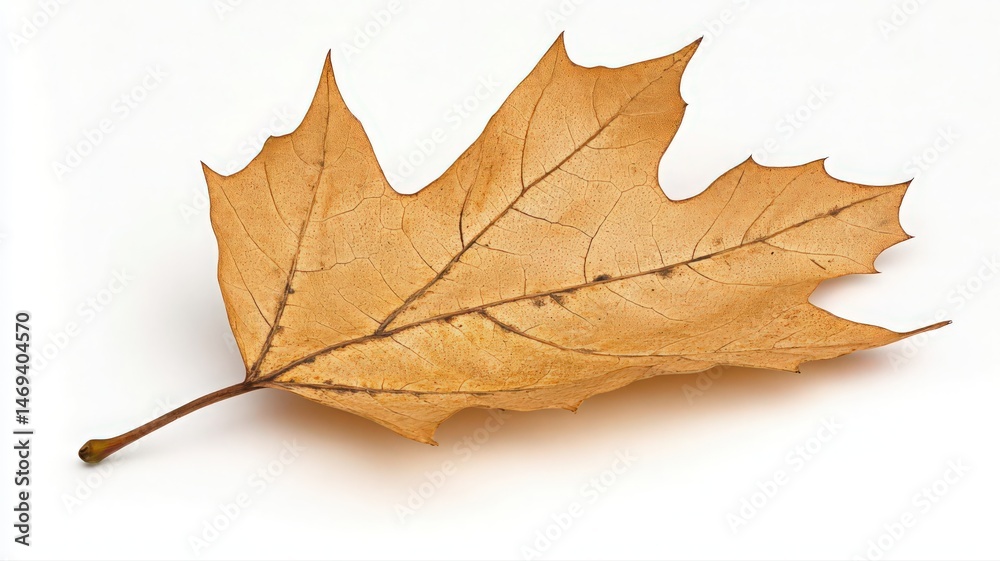 Fototapeta premium Dried Maple Leaf on White Background