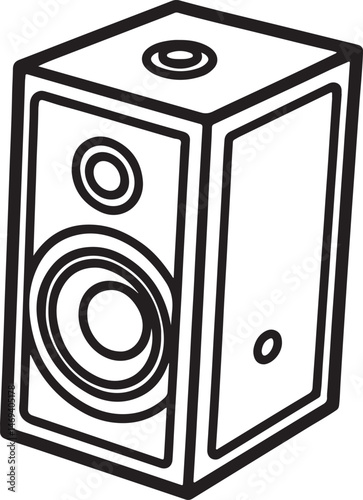 speaker line art, black outline, vector and illustration, coloring book page line art drawing