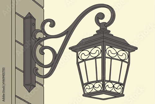 4 A traditional-style outdoor wall sconce with a decorative metal frame, featuring a warm, glowing light source illuminating the fixture's interior