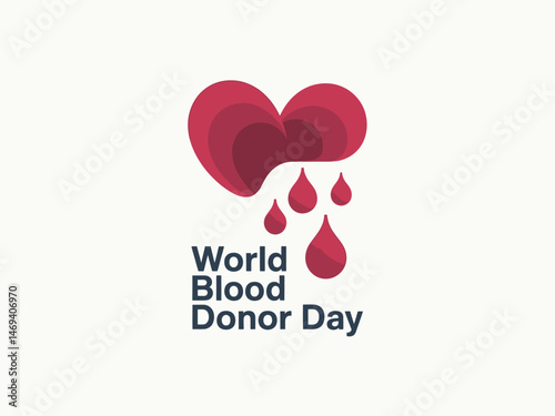 World Blood Donor Day heart outline with falling blood drops