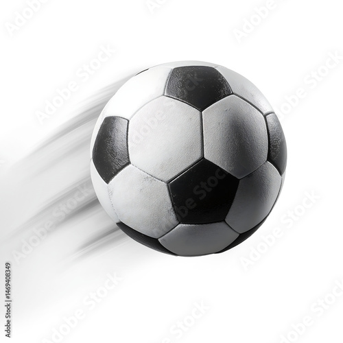 High speed soccer ball in flight with dynamic blurred background effect Transparent PNG