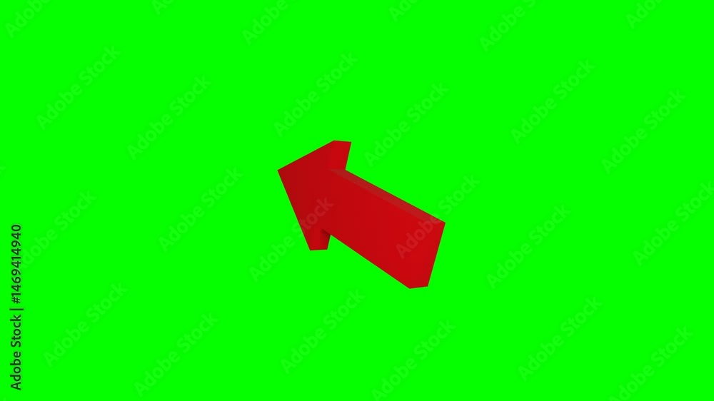 Red arrow animation, green screen background, Chroma key