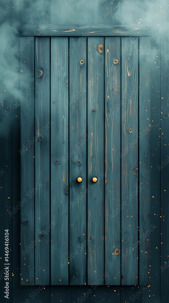 Fototapeta premium Aged wooden door shrouded in mist