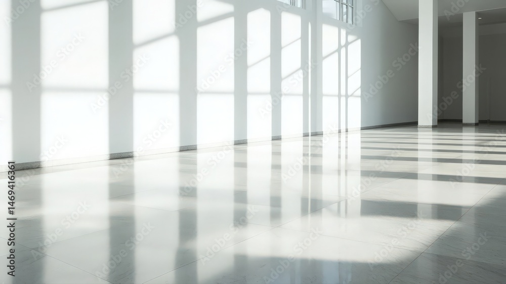 Fototapeta premium Empty Modern Office Interior With Sunlight Shadows