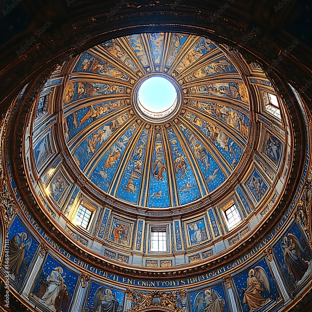 Ornate dome interior, a captivating architectural design. Ornate dome interior, a captivating architectural design.