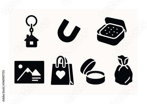 Everyday silhouette icons set – filled, solid, daily life and common items symbols