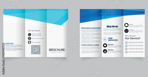 Modern Blue Trifold Brochure for IT Corporate Services Clean and Professional Layout