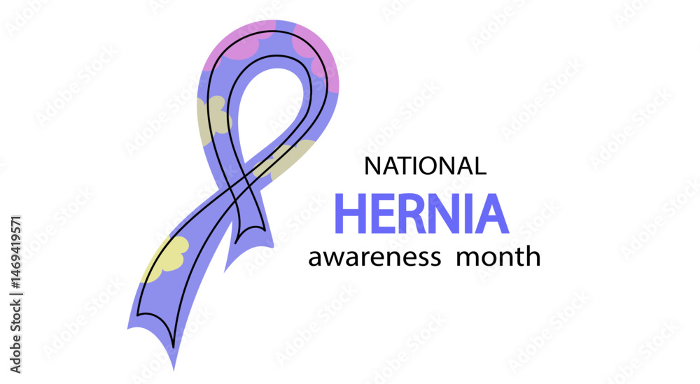 Fototapeta premium National Hernia awareness month banner . Vector line art hand drawn illustration. 