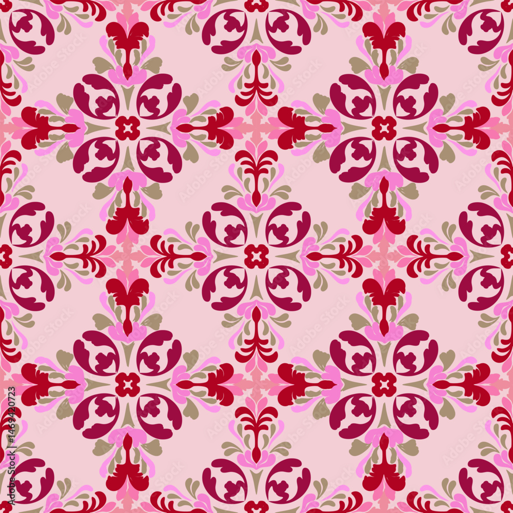 Fototapeta premium Blossom Pink Vintage Medallion Vector Design.
