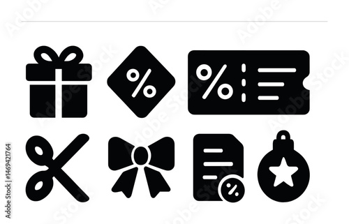 Discount and gift icons for holiday shopping and promotions