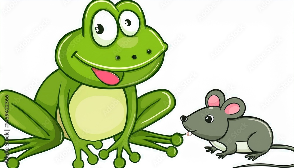 Naklejka premium green frog on a white background