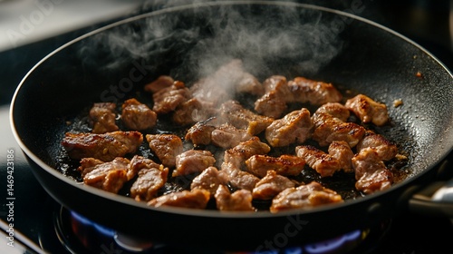 Sizzling Pan-Seared Meat Cubes: Culinary Delights
