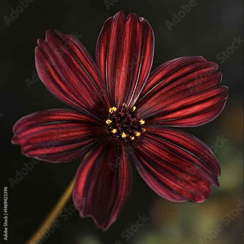 A striking image of the Chocolate Cosmos Cosmos atrosanguineus with its dark red-brown petals resembling chocolate.
