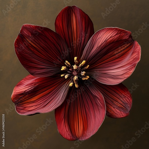 A striking image of the Chocolate Cosmos Cosmos atrosanguineus with its dark red-brown petals resembling chocolate. 
