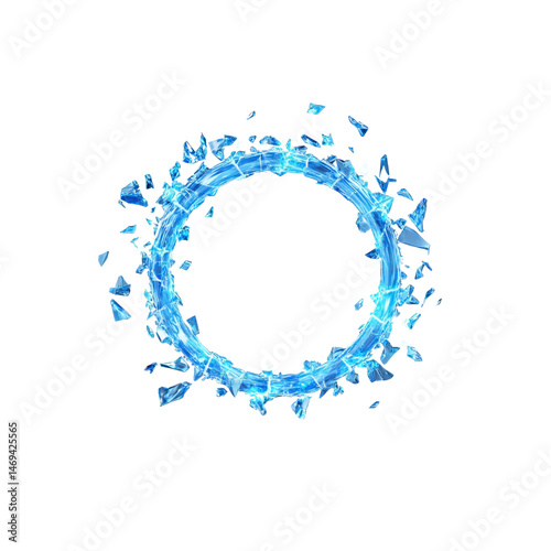 Shattering Blue Ice Ring Abstract Background