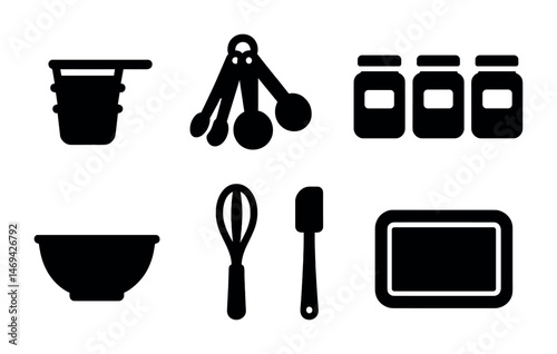 Kitchen and cooking solid icons set – filled, utensils, culinary tools graphics