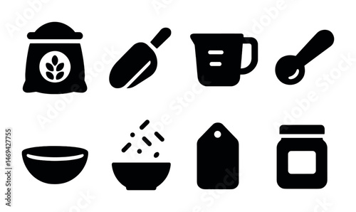 Baking essentials icons set – solid, filled, kitchen tools and cooking symbols