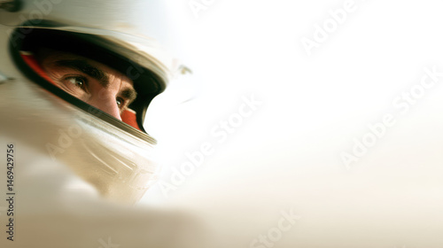 karting instructor portrait on left side of frame thrilling emotion