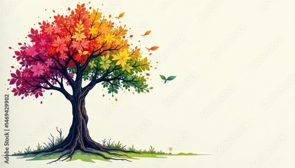 Obraz premium Hand-drawn tree sketch, arrows pointing branches, design frames , template, texture, visual