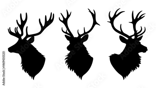 elk head silhouette collection set