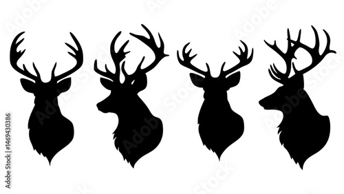 elk head silhouette collection set