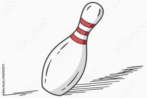 18  bowling pin, white, red stripes, realistic, 3d rendering, detailed