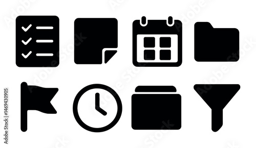 User interface solid icons set – filled, flat, ui and web design elements
