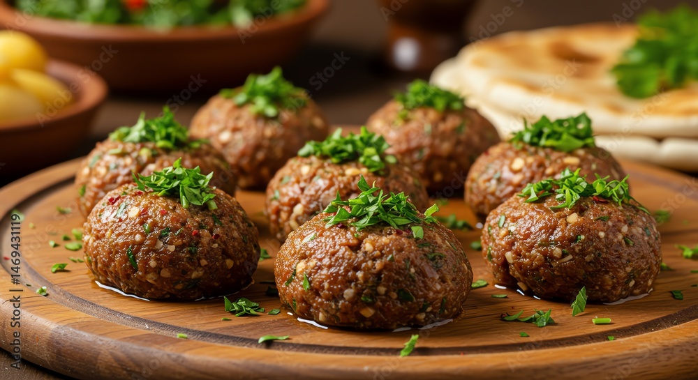 Stuffed meatballs on wooden board food photography Stuffed meatballs on wooden board food photography