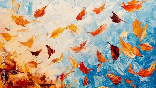 Autumn leaves in vibrant colors, abstract art