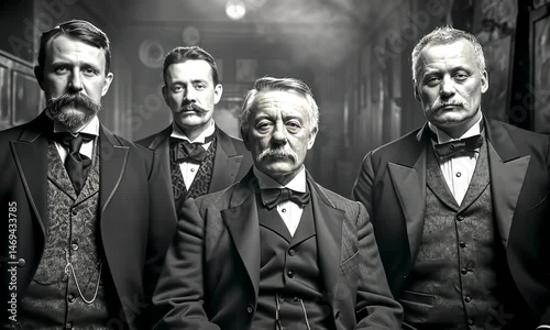Portrait of business people of 1920th, history and documentary concept