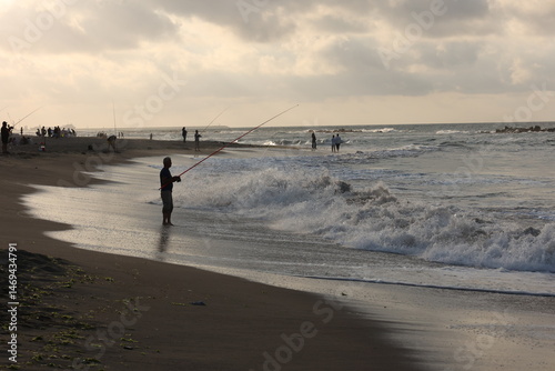 Fototapeta Naklejka Na Ścianę i Meble -  A wonderful view of the evening sunset in Karasu district, which is on the Black Sea coast of Sakarya province in Türkiye