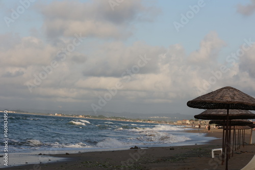 Fototapeta Naklejka Na Ścianę i Meble -  A wonderful view of the evening sunset in Karasu district, which is on the Black Sea coast of Sakarya province in Türkiye