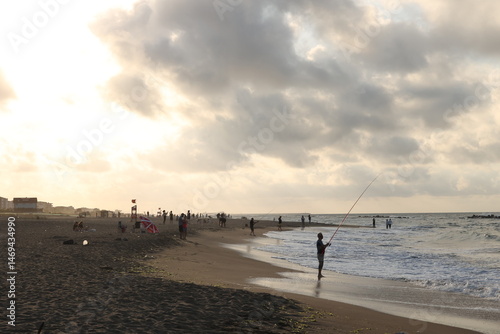 Fototapeta Naklejka Na Ścianę i Meble -  A wonderful view of the evening sunset in Karasu district, which is on the Black Sea coast of Sakarya province in Türkiye