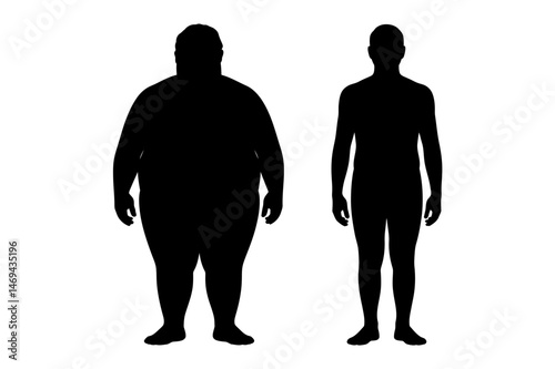 Weight loss comparison overweight and healthy man