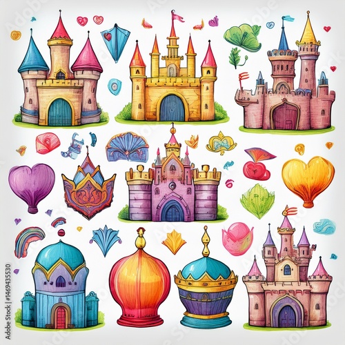 set seamless pattern with castle
